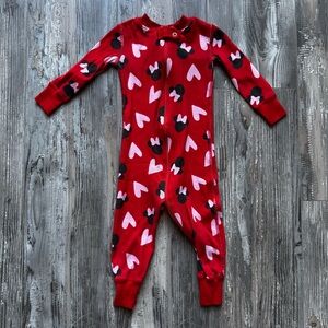 Hanna Andersson Disney Minnie Mouse Onesie Zipper Pajamas Long Sleeve 12-18